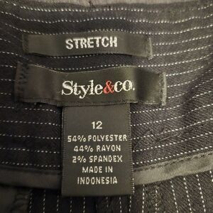 Style & Co Black Pinstripe Pants